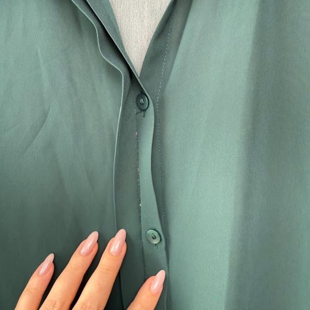 Abercrombie & Fitch Blouse Womens Large Hunter Green Long Sleeve Sheer Top - Picture 2 of 5